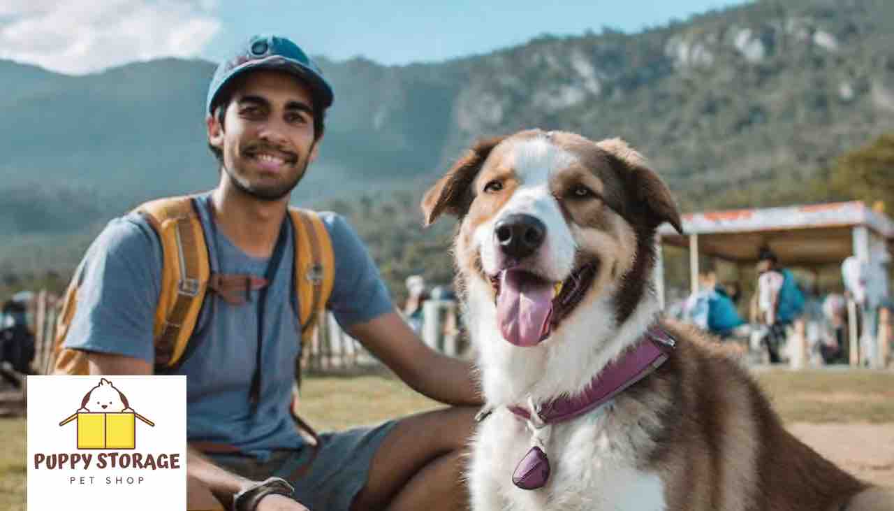 dog with owner being trained