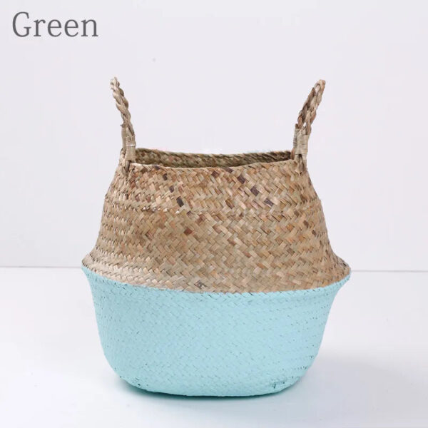 green bottom with natural top pet basket for storing your pets items