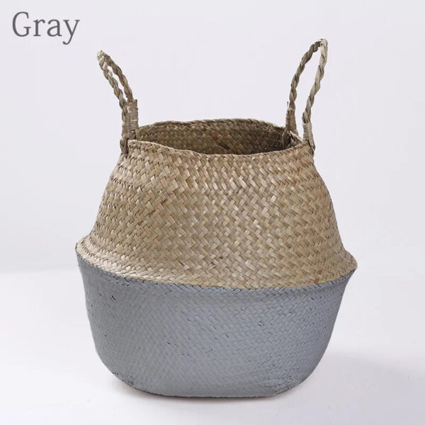 gray bottom with natural top pet basket for storing your pets items