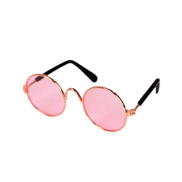 gold framed pink glasses