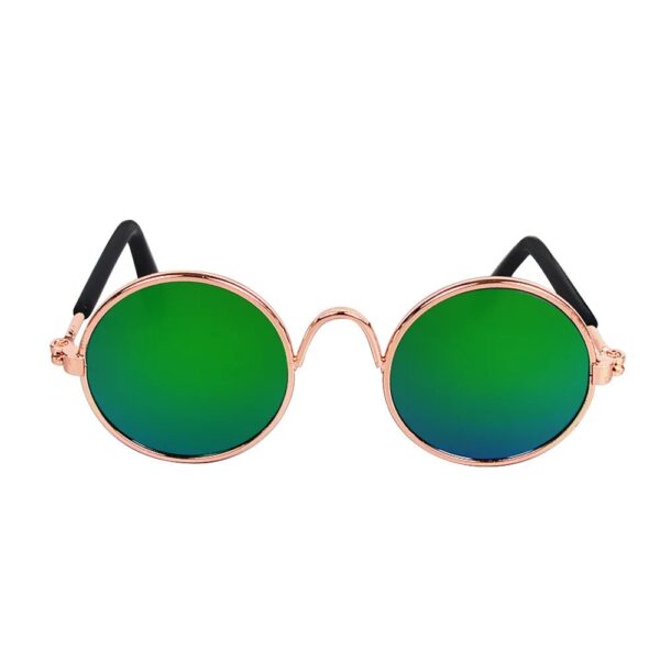 gold frame green glasses