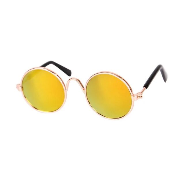 gold framed yellow glasses