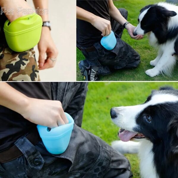 multiple shots of quick rewards pouch for pooches treats