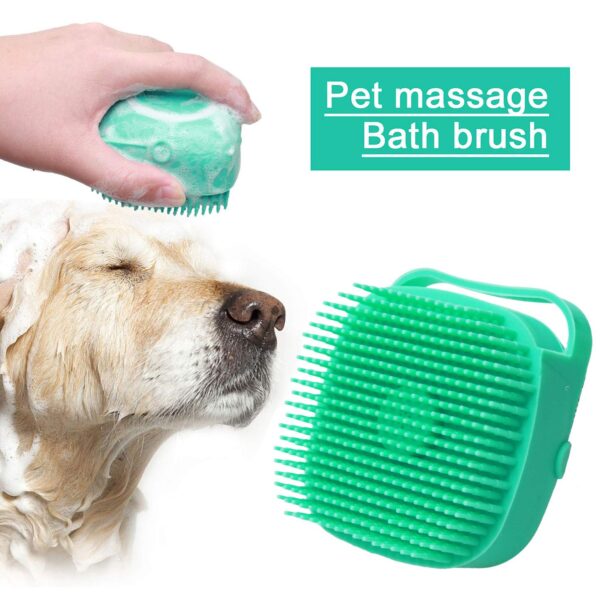 green shampoo fill container pet massage bath brush