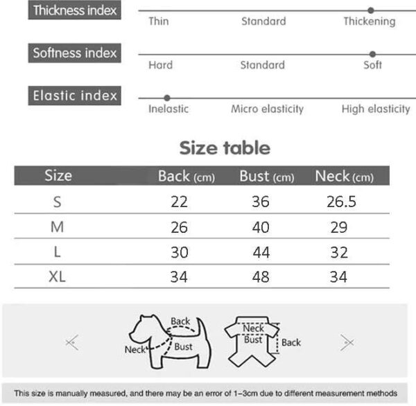 dog jacket size chart